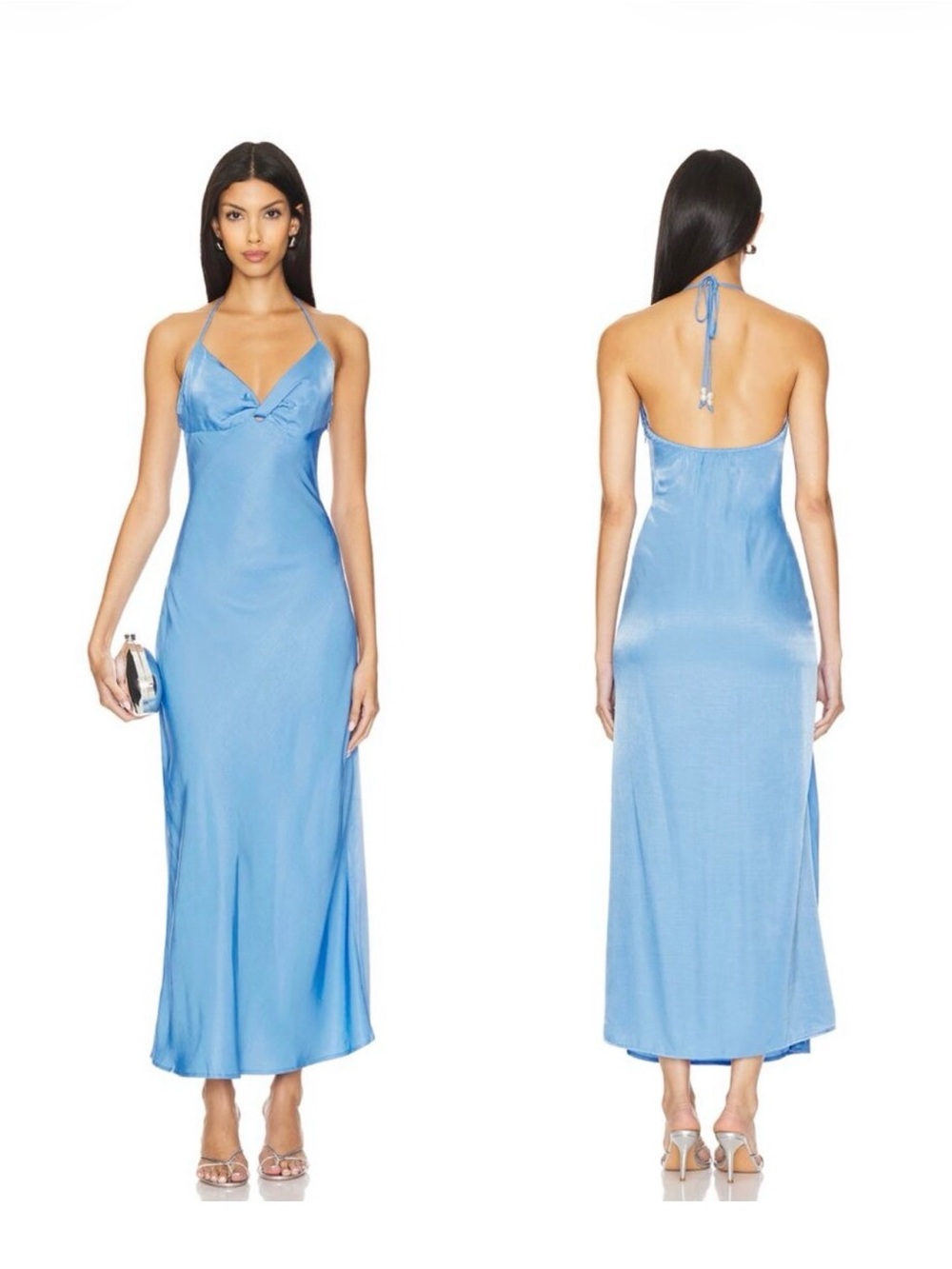L*Space Maya Dress in Very Peri - Satin Halter Slip Dress - Medium